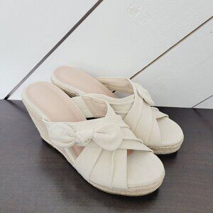 NEW Fashare Womens 7.5 Espadrille Wedge Sandals Criss-Cross Bow Design 10CT